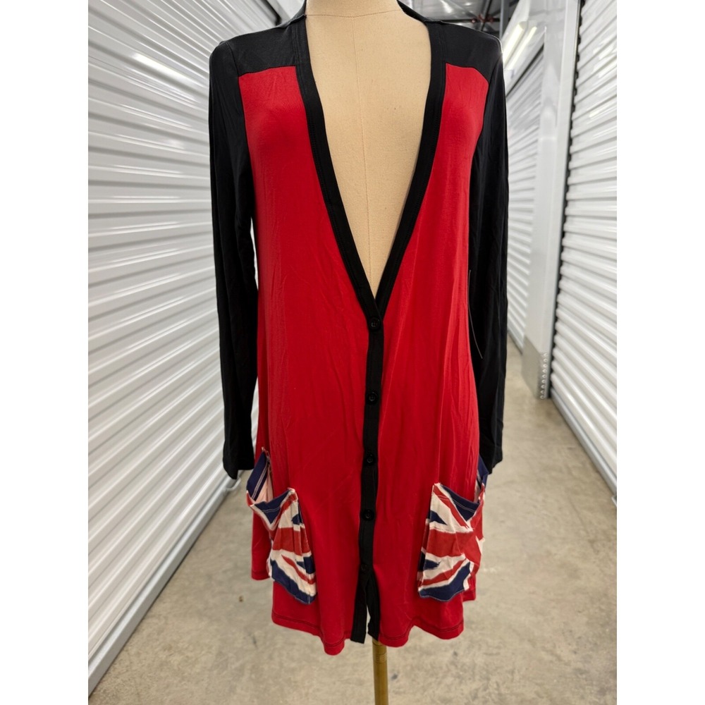 Twiggy London Union Jack Cardigan SZ SMALL S SMALL MEDIUM NWTS RARE FIND